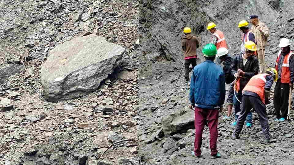 केदारनाथ पैदल मार्ग पर गिरे पत्थर
