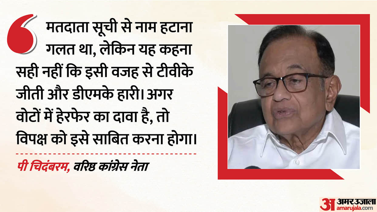 P Chidambaram on voter deletions TVK victory DMK defeat Tamil Nadu election