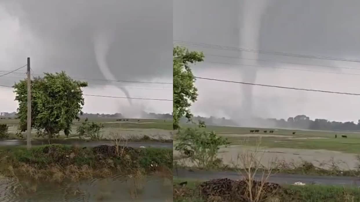 Water Tornado Reaches the Sky in Bihar Rare Sight Amid Strong Winds and Rain What Did imd Say