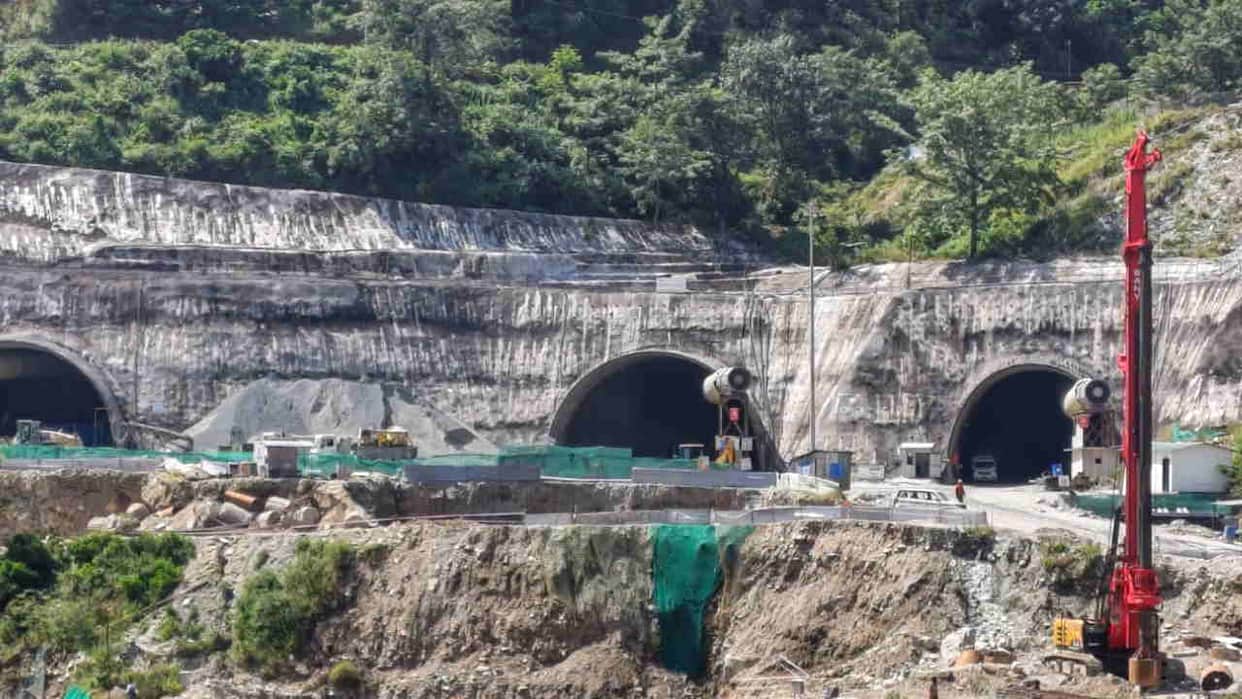 Rishikesh Karnaprayag Rail Project three tunnels being built near siwai for army use 60% Work Completed