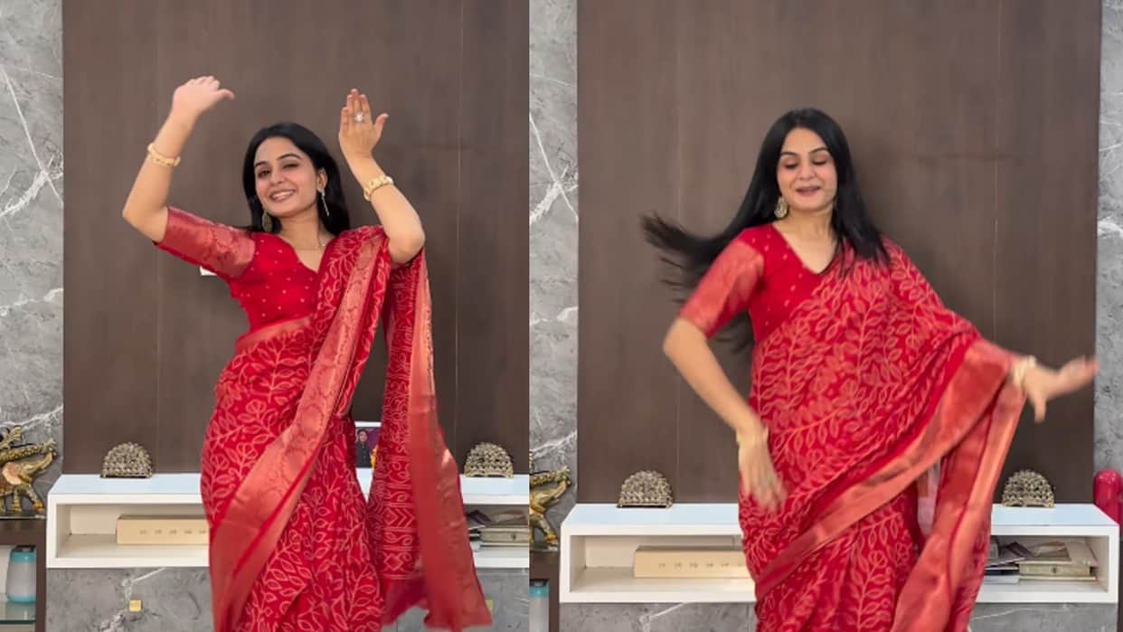 wearing a red saree the sister in law Dance on haryanvi song moves won the people hearts