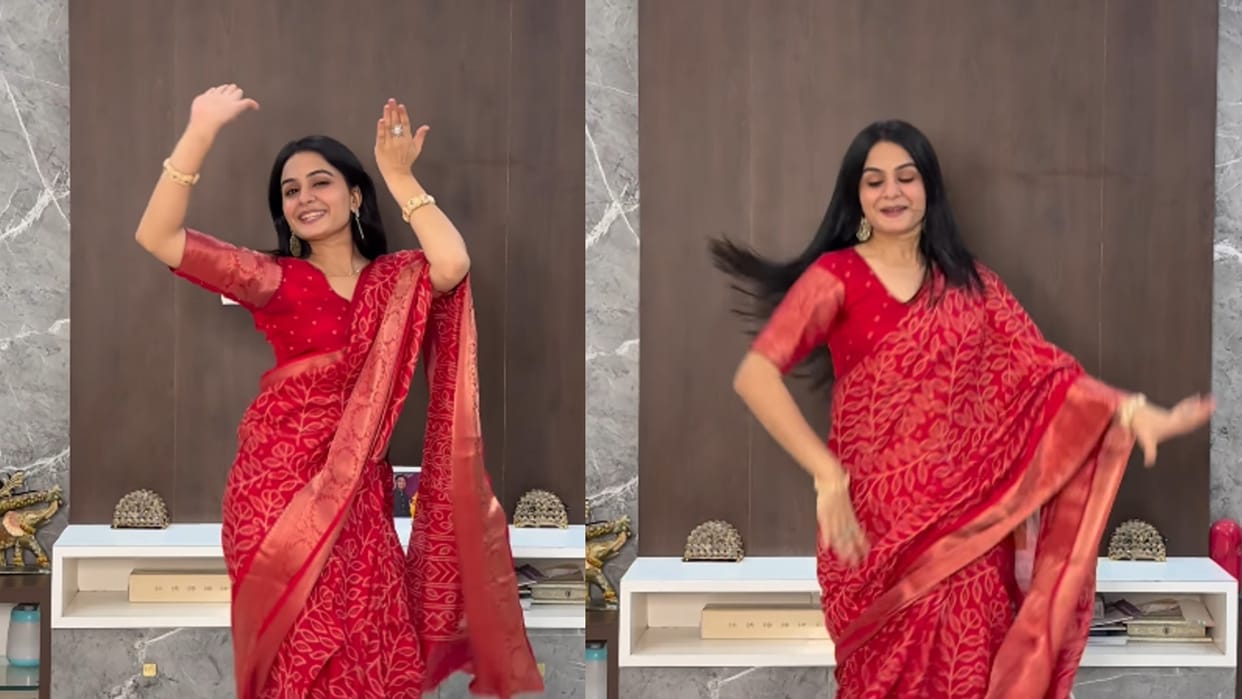 wearing a red saree the sister in law Dance on haryanvi song moves won the people hearts
