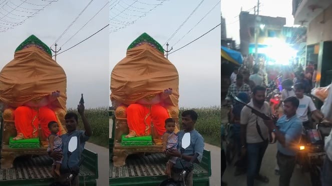 Kanpur Celebratory firing during Ganesh immersion procession in Chaubepur shots fired while brandishing a gun