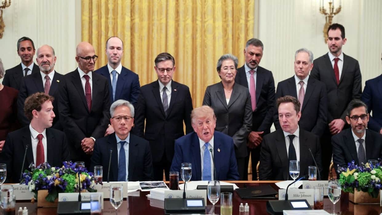 elon musk sundar Pichai Dario amodei signs white house accord in super intelligence summit with Donald trump