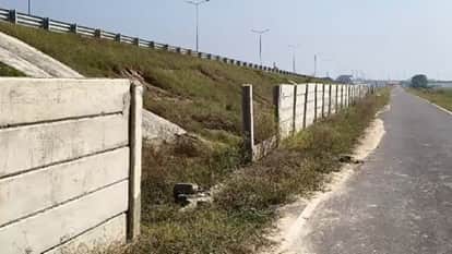 Stray animals reaching Ganga Expressway due to broken retaining wall in Lakhimpur kheri