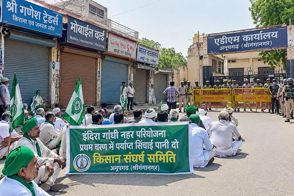 anupgarh-farmers-protest-irrigation-water-indira-gandhi-canal-market-closed
