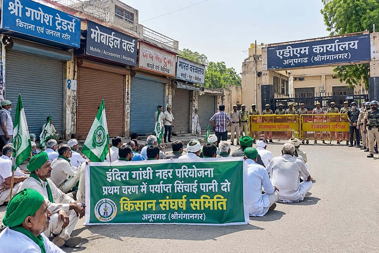 anupgarh-farmers-protest-irrigation-water-indira-gandhi-canal-market-closed