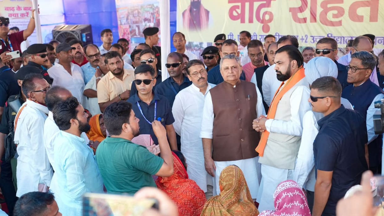 Bihar: CM Samrat Chaudhary conducts aerial survey of flood-affected areas.