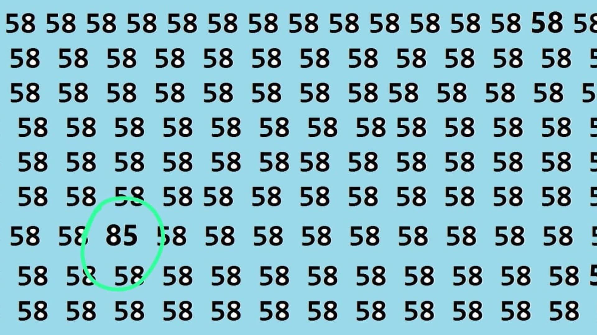 Optical illusion brain test you have to find 85 among 58 in the given picture
