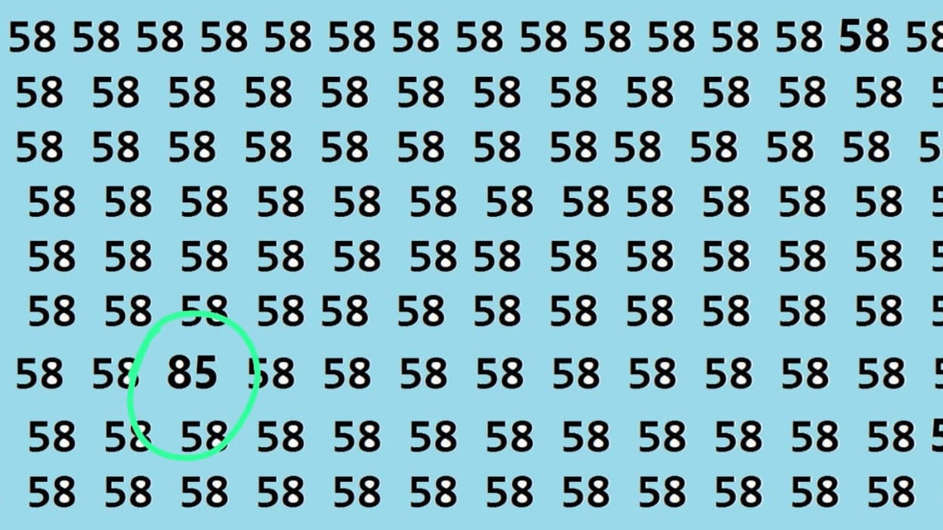 Optical illusion brain test you have to find 85 among 58 in the given picture