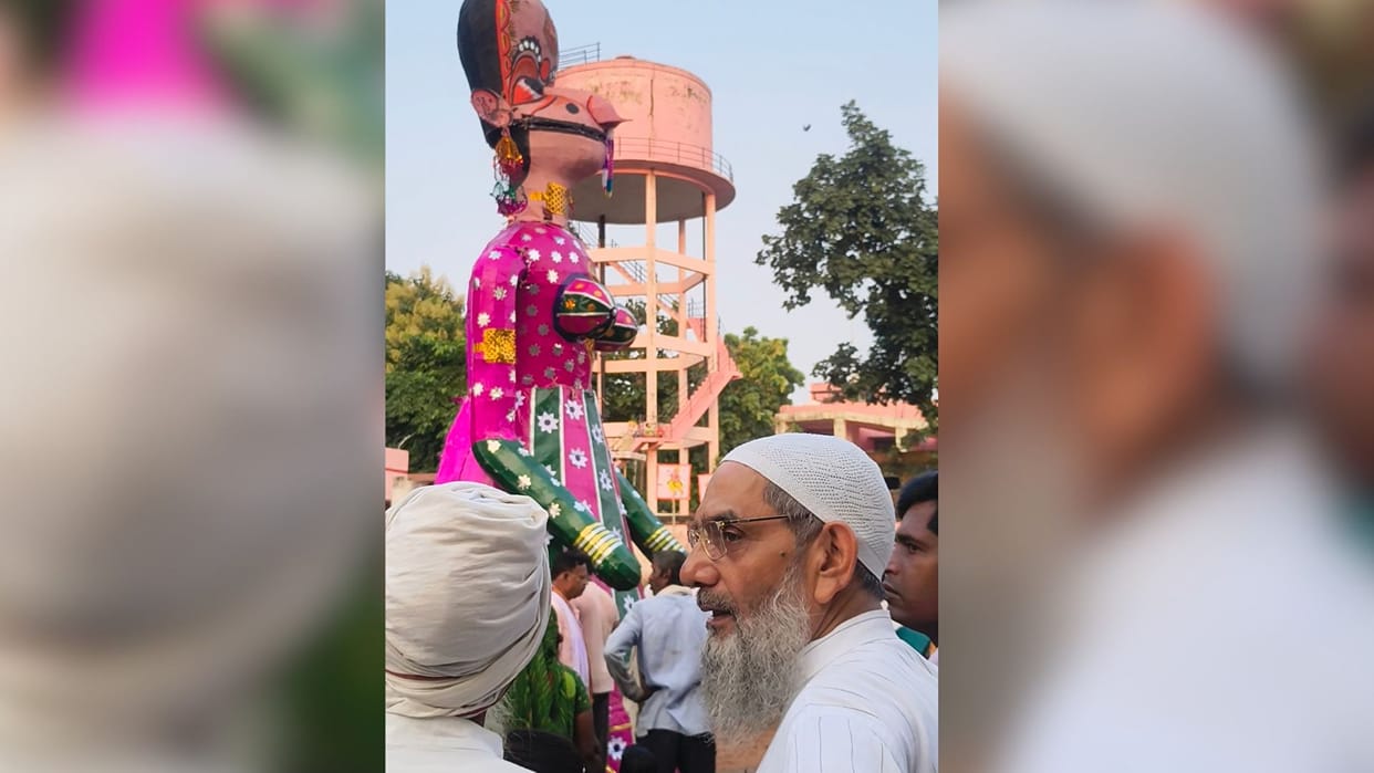 Ramnagar Ramlila Muslim families doorsteps awaiting Ram arrive watch slaying of Tadaka chants of praise