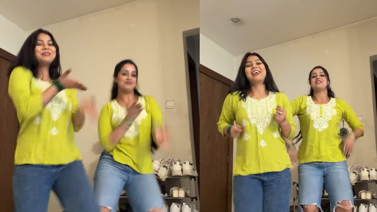 two girls perform amazing dance on haryanvi song video goes viral on social media