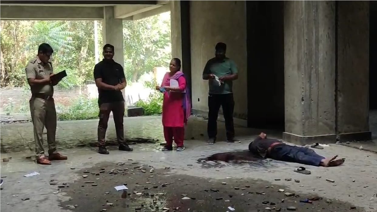 Blood-soaked body of a young man found in the new building of Bahadurgarh Civil Hospital.