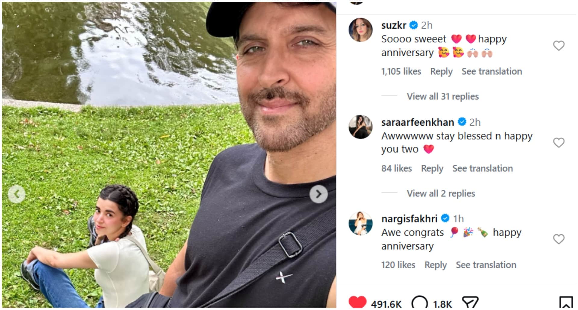Hrithik Roshan share romantic moments with girlfriend saba azad ex wife comment on it