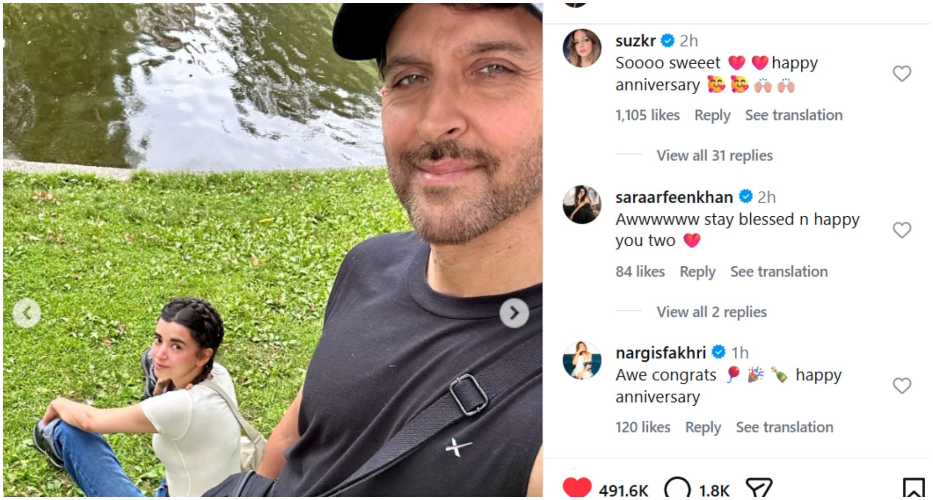 Hrithik Roshan share romantic moments with girlfriend saba azad ex wife comment on it