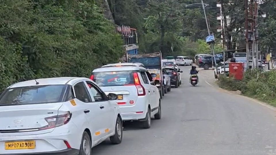 Heavy crowd caused traffic jam at Kainchi Dham