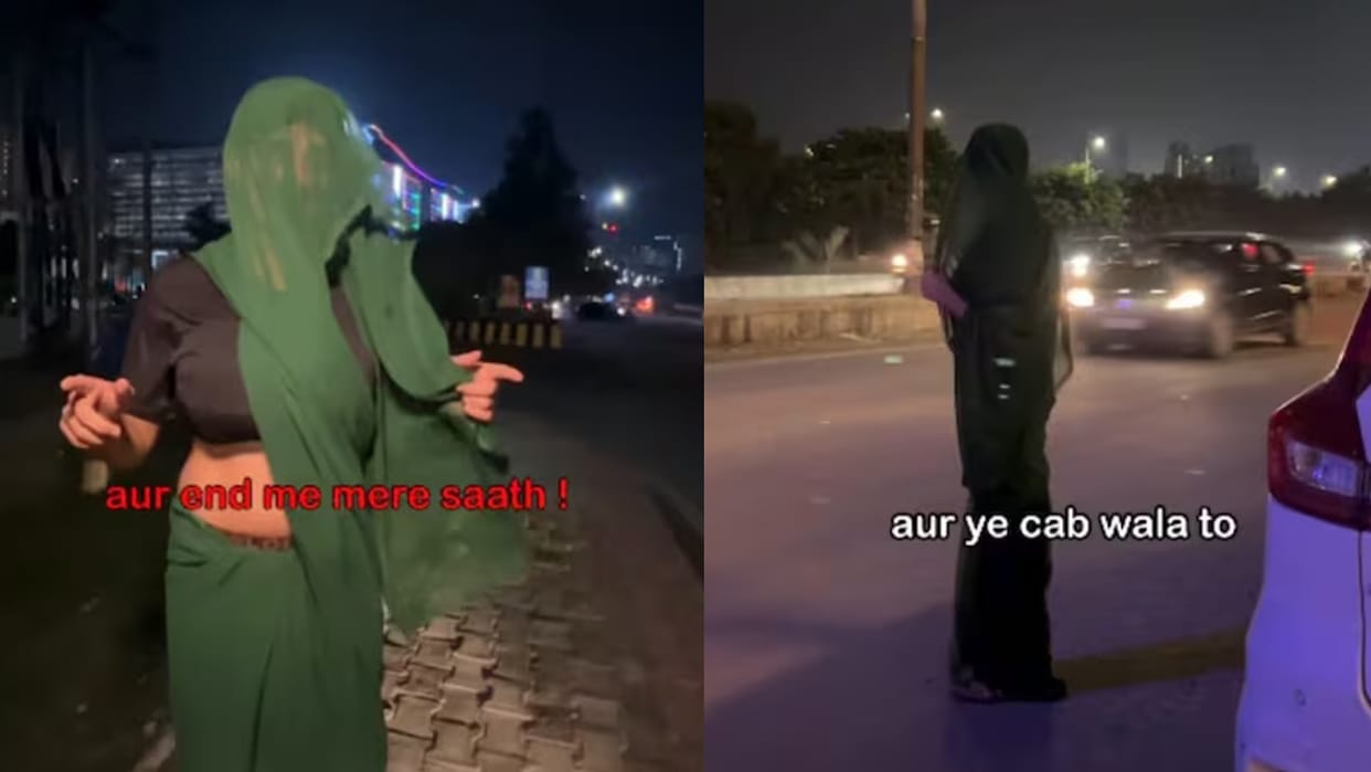 noida women safety night experiment man in saree viral video