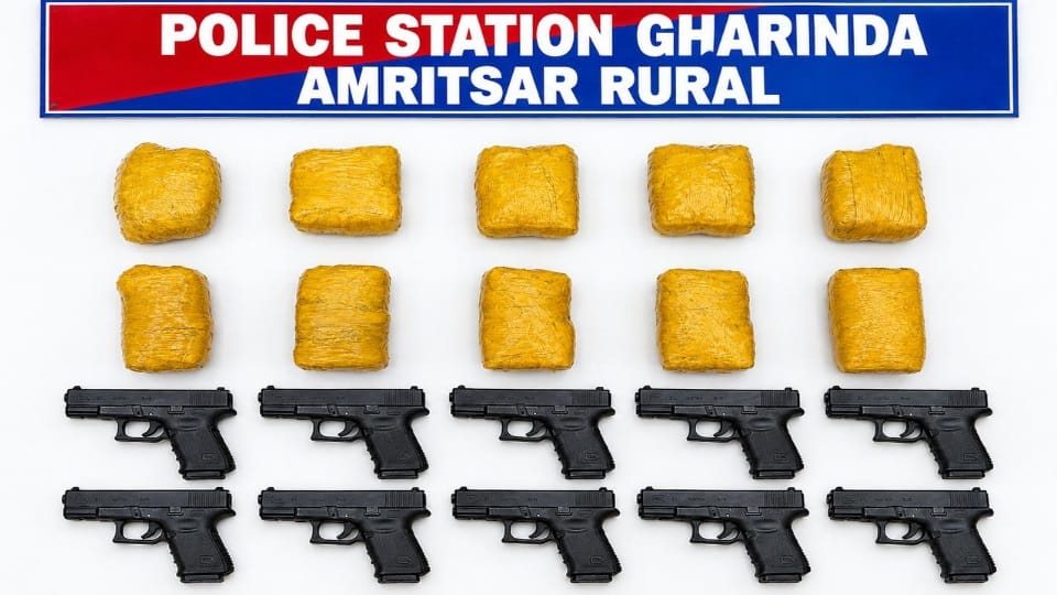 Amritsar Police 4 smugglers nabbed with 10 kg of heroin 10 pistols