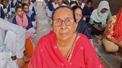 Students and teachers sat on strike to save the school, renovation work of Pura Mahadev temple is going on.