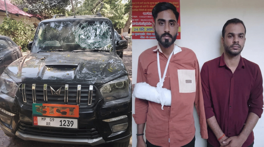 इंदौर: स्कॉर्पियो की नंबर प्लेट पर लिखा दादा, चेकिंग में पुलिसकर्मियों को टक्कर मारकर भागे