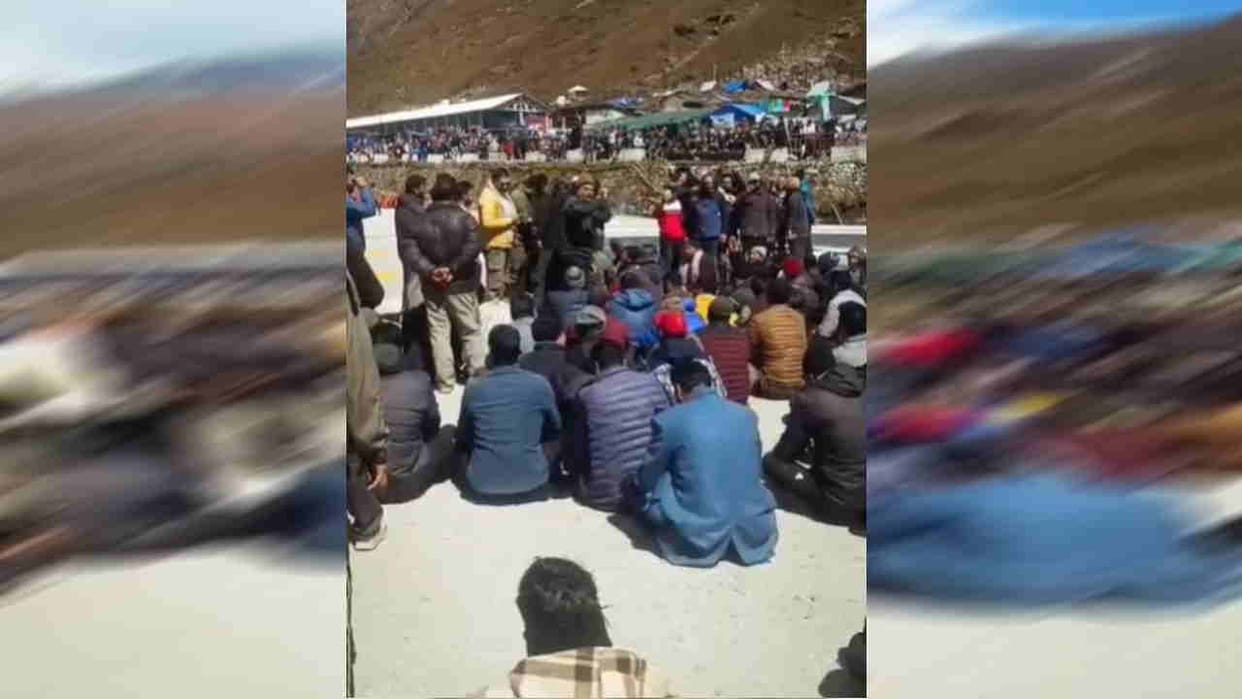 Kedarnath Dham shopkeepers stage protest at helipad after temporary shops removed allege livelihood crisis