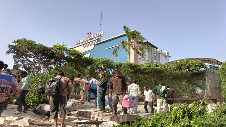 Wall of Wingston Hotel collapses in Mathura workers trapped under debris