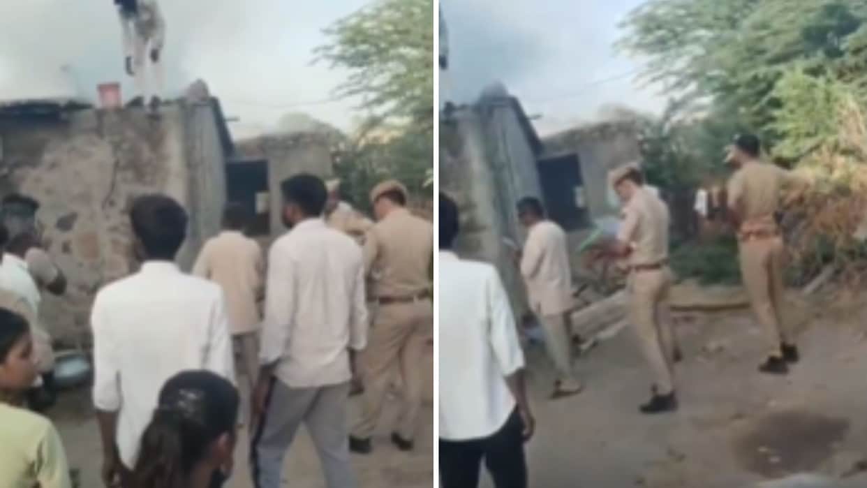 Jalore: Fire breaks out in a thatched shed in Seldi village