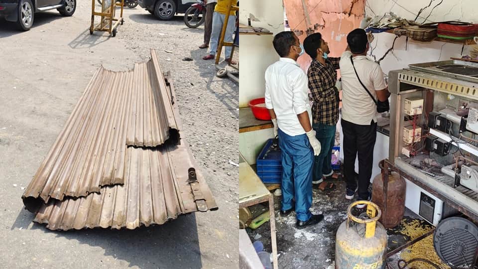 Explosion at a pizza restaurant in Moradabad, walls cracked, shutters blown off