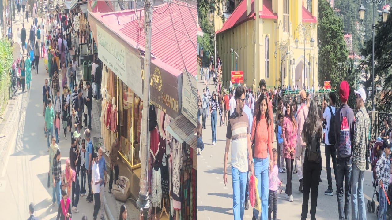 Tourists flock to Shimla: Traffic surges on Circular Road over the weekend, vehicles crawl; watch video.