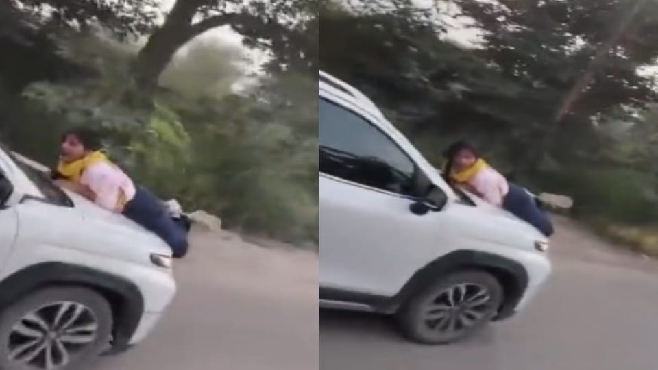 Meerut: Woman clung to the bonnet of a moving car while her husband and his girlfriend were inside; here are t