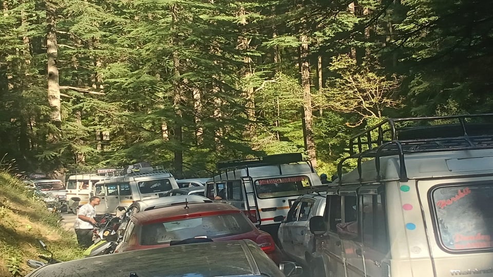 जागेश्वर धाम में लगा जाम।