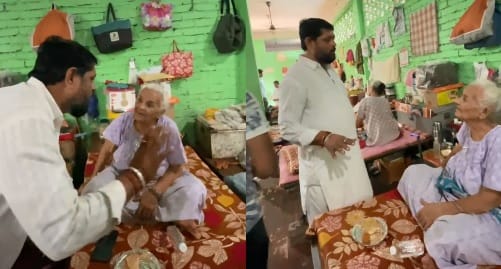 वृद्धाश्रम पहुंचे पार्षद योगेंद्र शर्मा