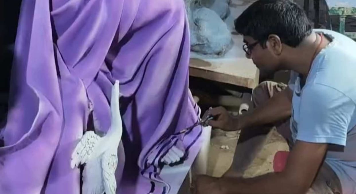 durga puja biharsharif electricity department 24 hours power supply pandal ab cable temporary connection