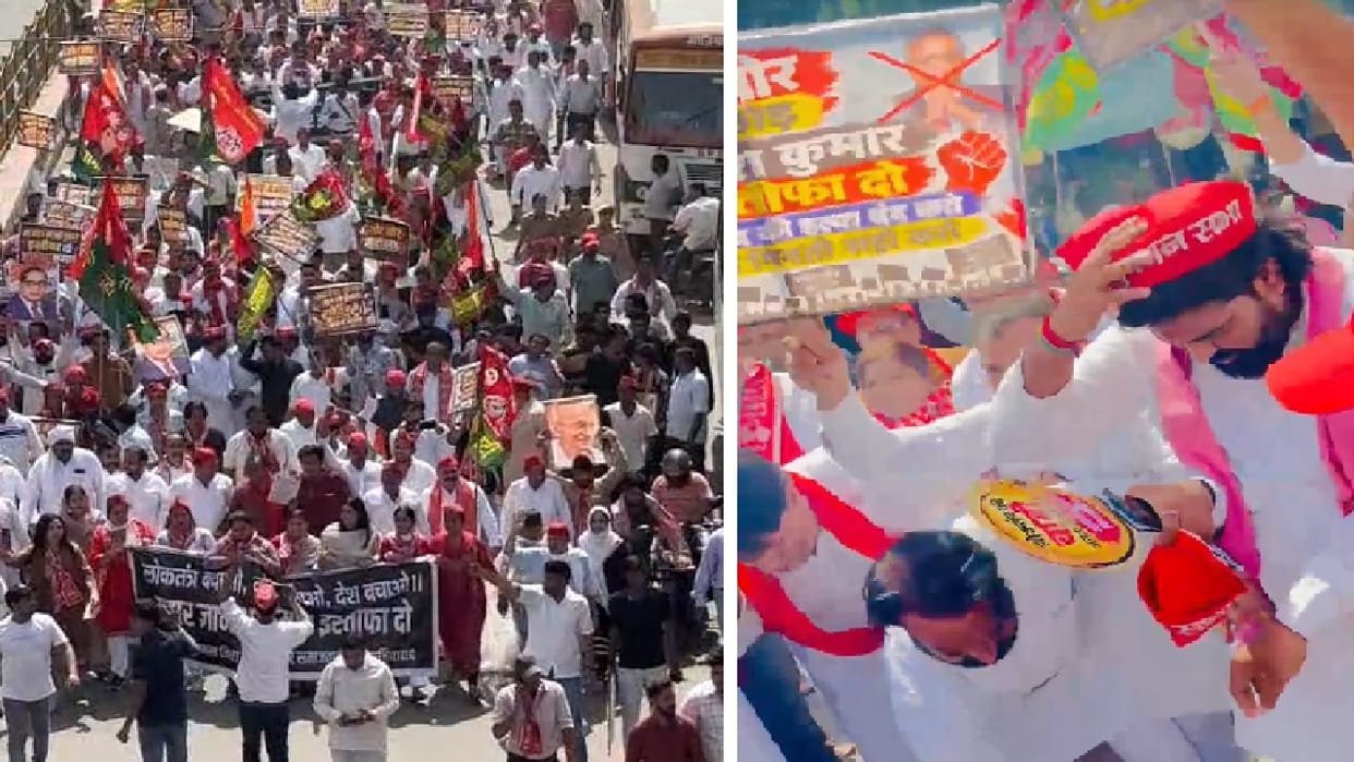 SP takes out Jan Aakrosh March in Ghaziabad