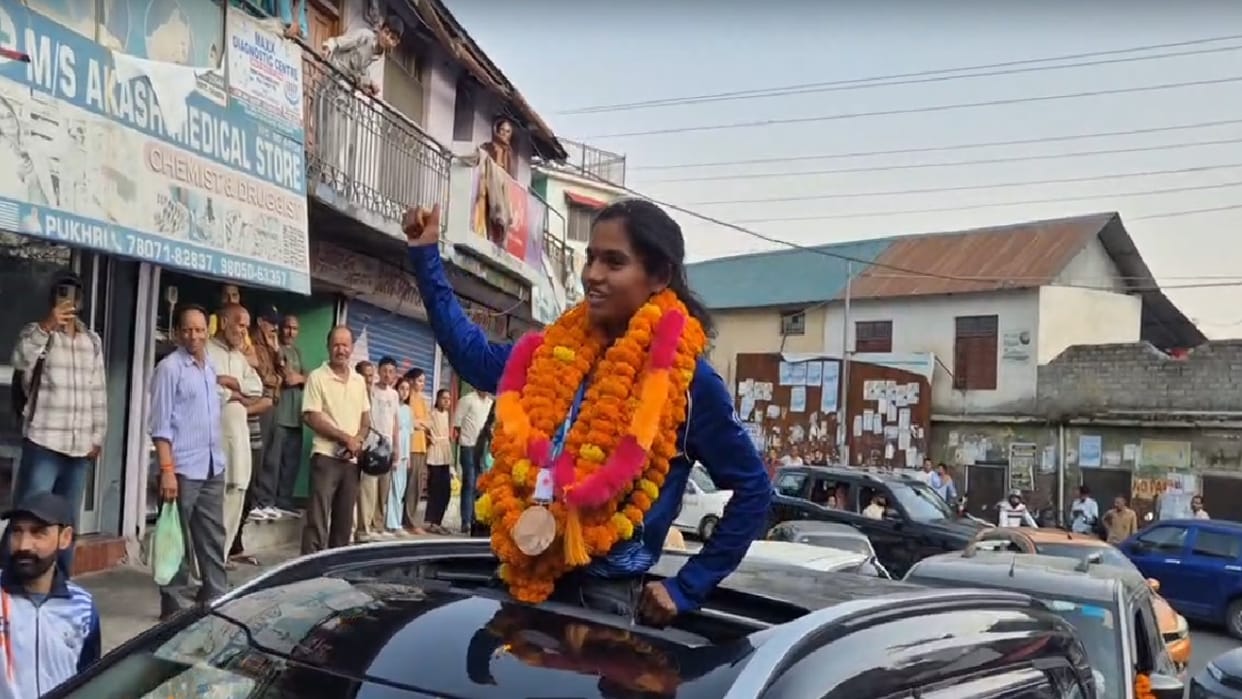 Athlete Seema accorded a grand welcome in Chamba