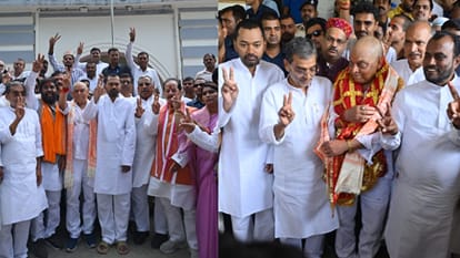 नीरज कुमार और नवल किशोर यादव के नामांकन कार्यक्रम में शामिल हुए एनडीए नेता।