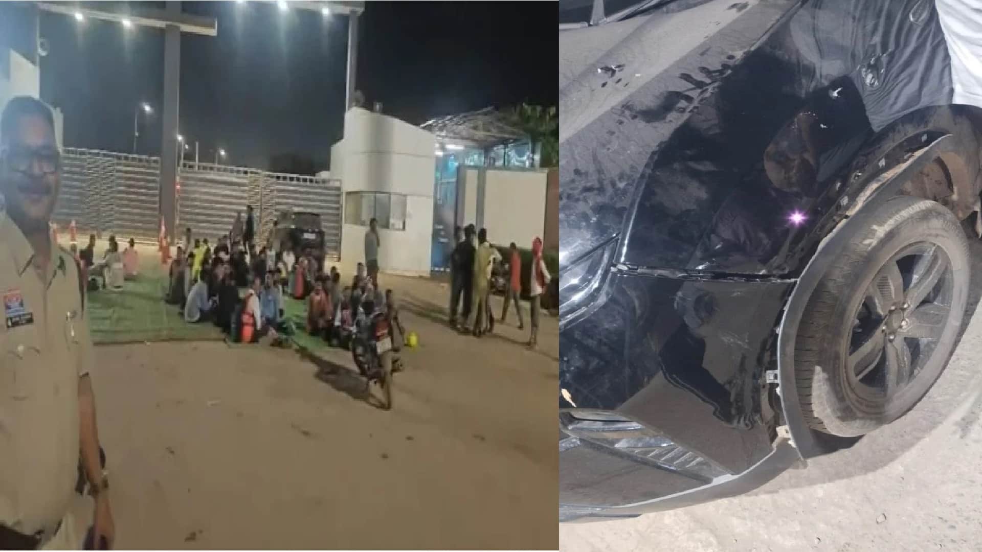प्लांट में बैठे मजूदर, मौके पर जवान तैनात
