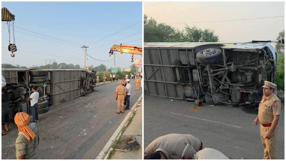 Four people died and 16 injured in a bus travelling from Manali to Amritsar