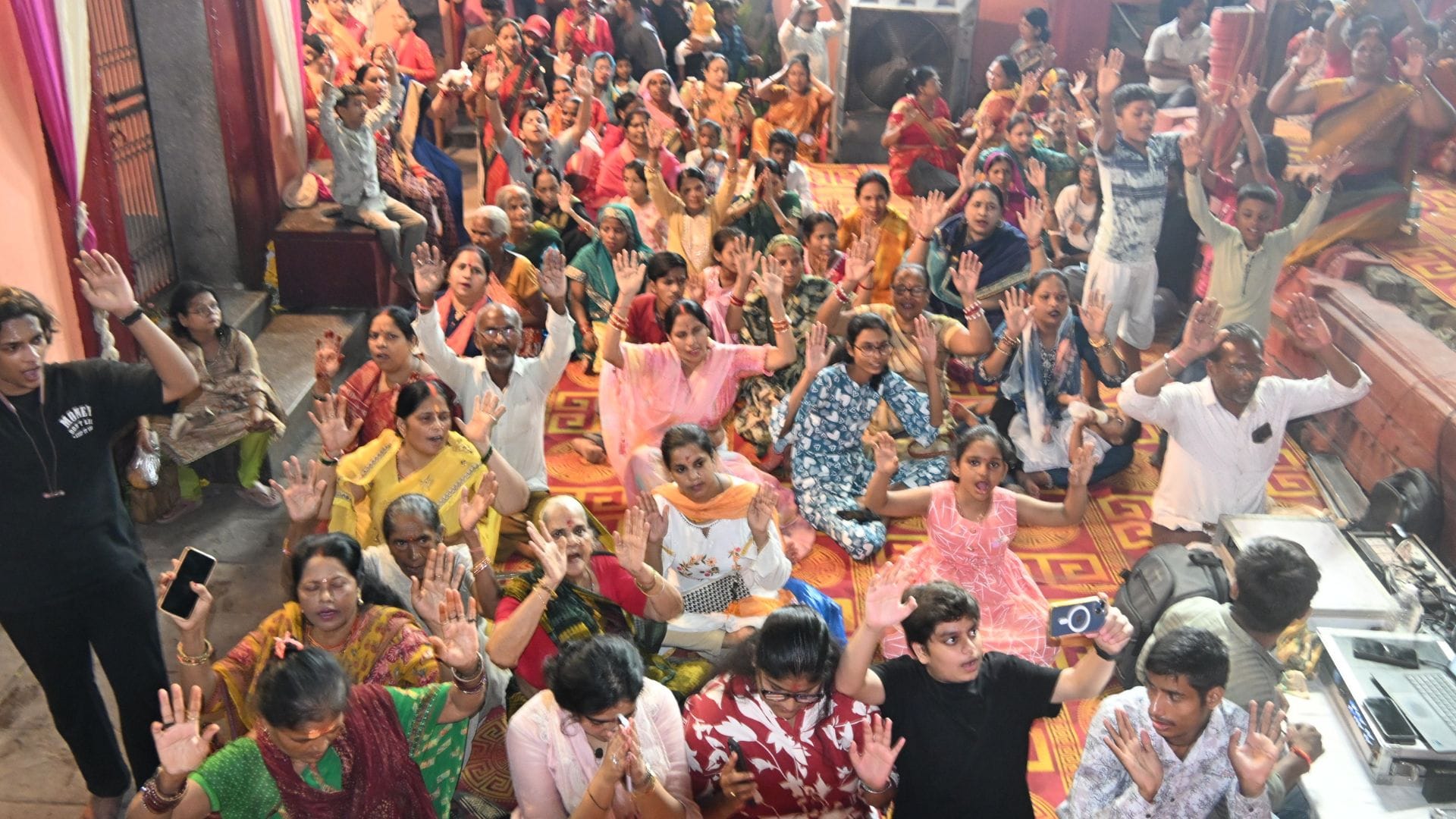 Worship of Goddess Kali Divine adornment following Panchamrit bath artists gave performances featuring
