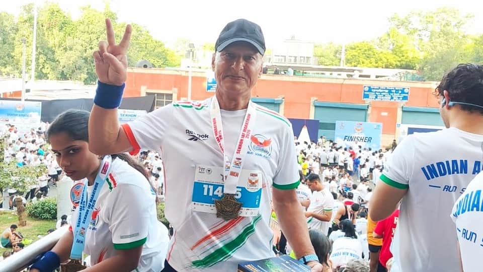 retired Colonel Dinesh Bisht completed the 10 km race in one hour and 18 minutes
