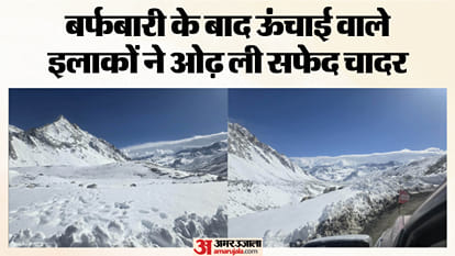 माणा पास का देवताल बर्फ से ढका