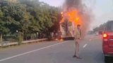 Fire breaks out in double decker bus on Noida-Greater Noida Expressway.