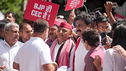 Opposition MPs hold protest march over the issue of 'vote theft'; Sansad Marg blocked from all sides