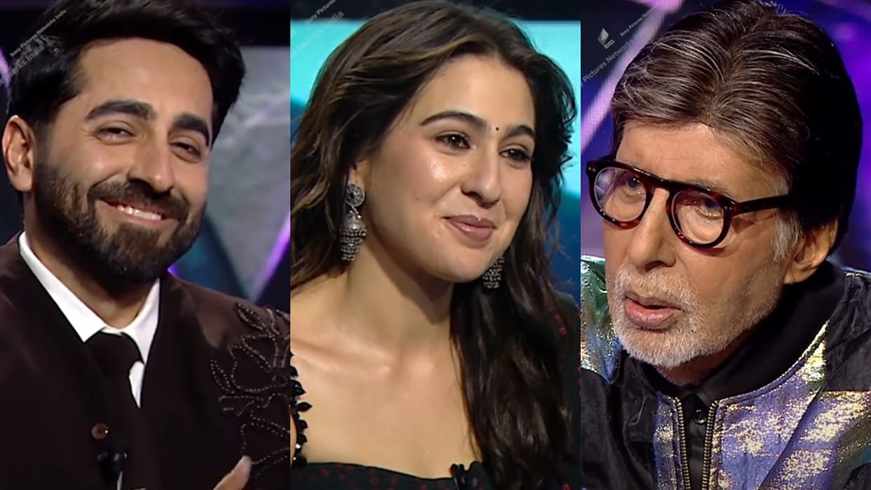 Sara Ali Khan ayushmann khurrana at amitabh bachchan show Kaun Banega Crorepati 18 for Udta Teer promotion