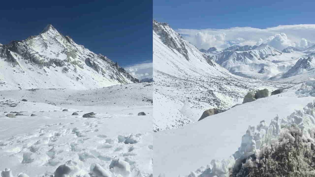 Snowfall in Uttarakhand mana pass deotal covered in Snow After Heavy Snowfall Route Remains Closed chamoli