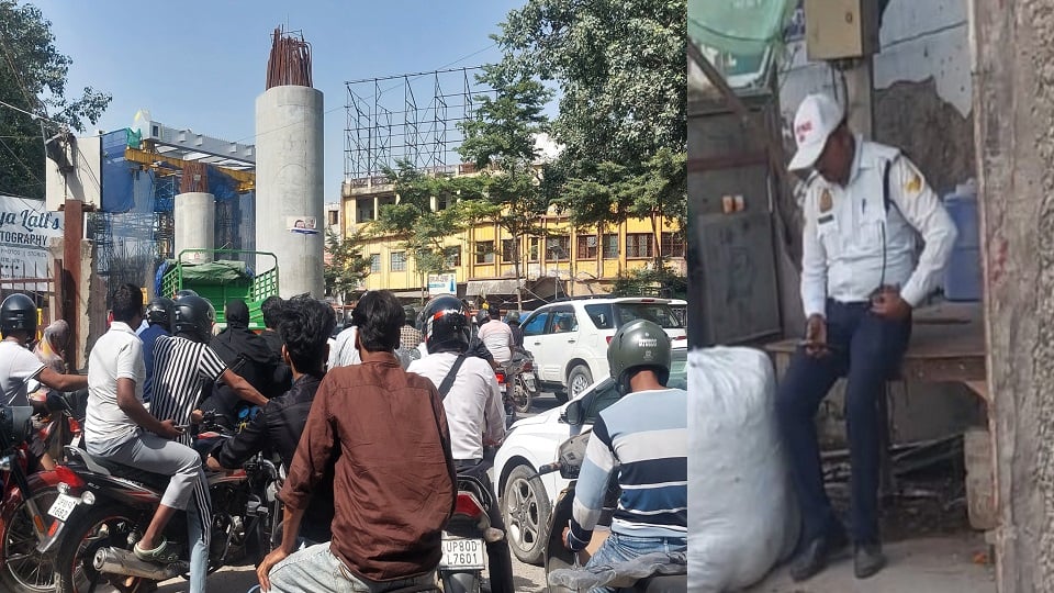 ऑपरेशन ट्रैफिक: पुलिसकर्मी मोबाइल में व्यस्त, एंबुलेंस से स्कूली वाहन तक जाम में फंसे; तिलमिलाते रहे आम लोग
