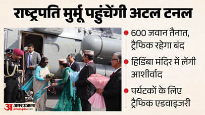 कुल्लू पहुंचने पर राष्ट्रपति का स्वागत करते हुए सांसद कंगना रनौत।