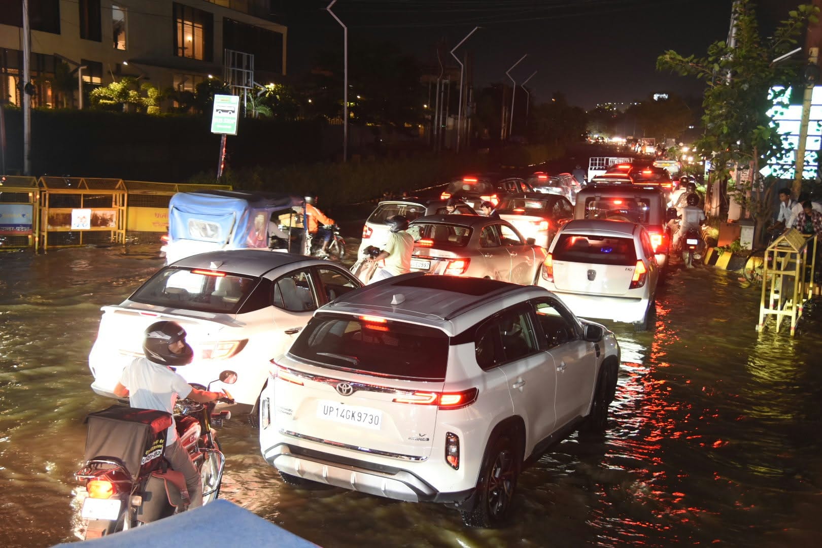 Lucknow: Photos show the Gomti River flooding, waterlogging in front of the stadium after the match