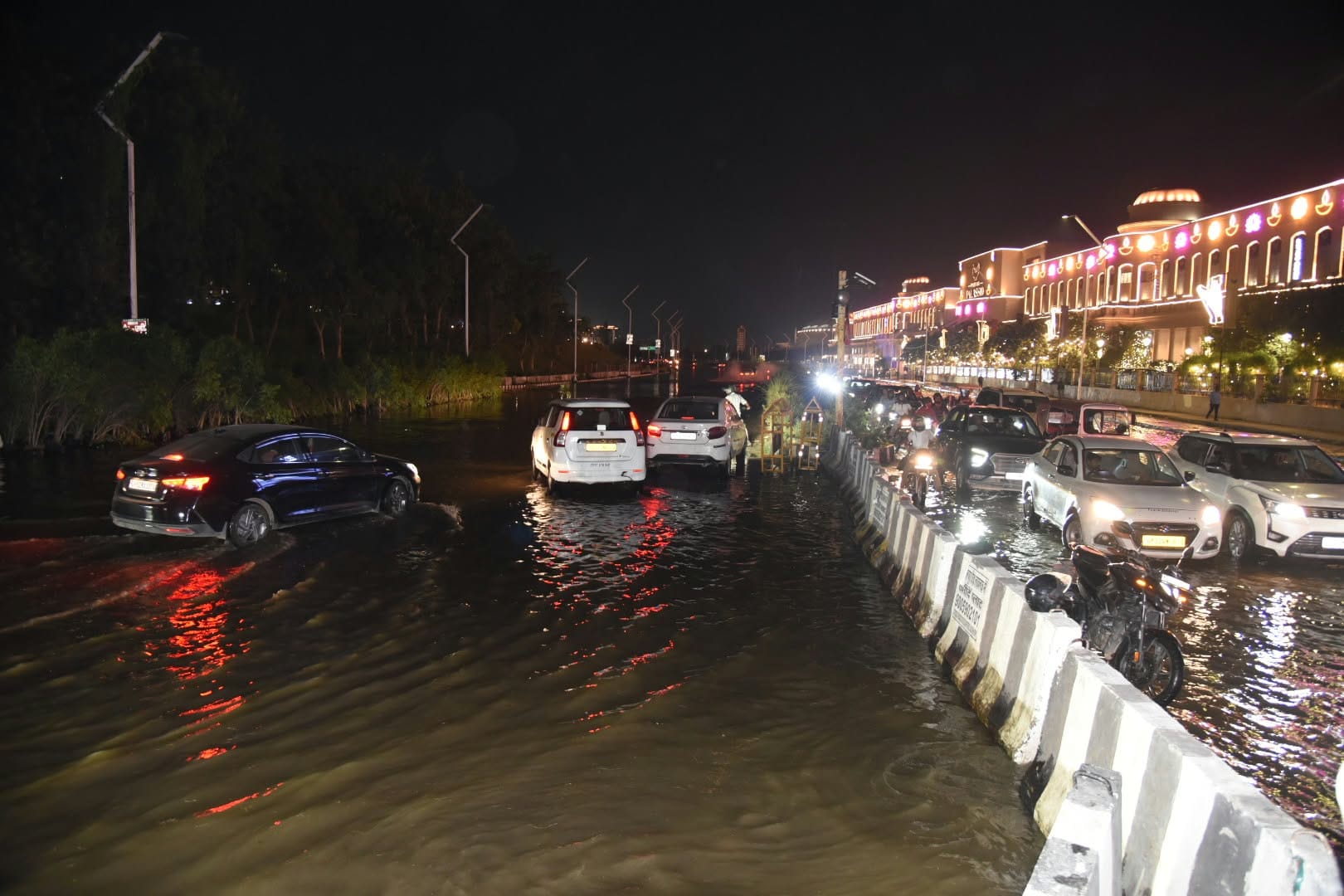 Lucknow: Photos show the Gomti River flooding, waterlogging in front of the stadium after the match