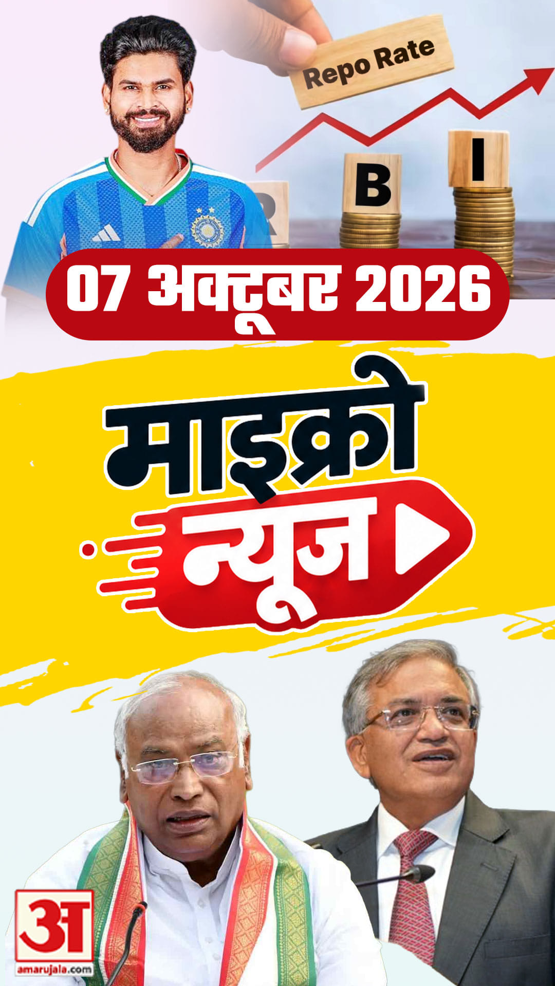 Micro News: विपक्ष की बैठक, Repo Rate Hike, राजपाल यादव को राहत, श्रेयस की रैंकिंग, एयरटेल का झटका